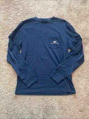 Vineyard Vines Navy Long-Sleeve Pocket Tee